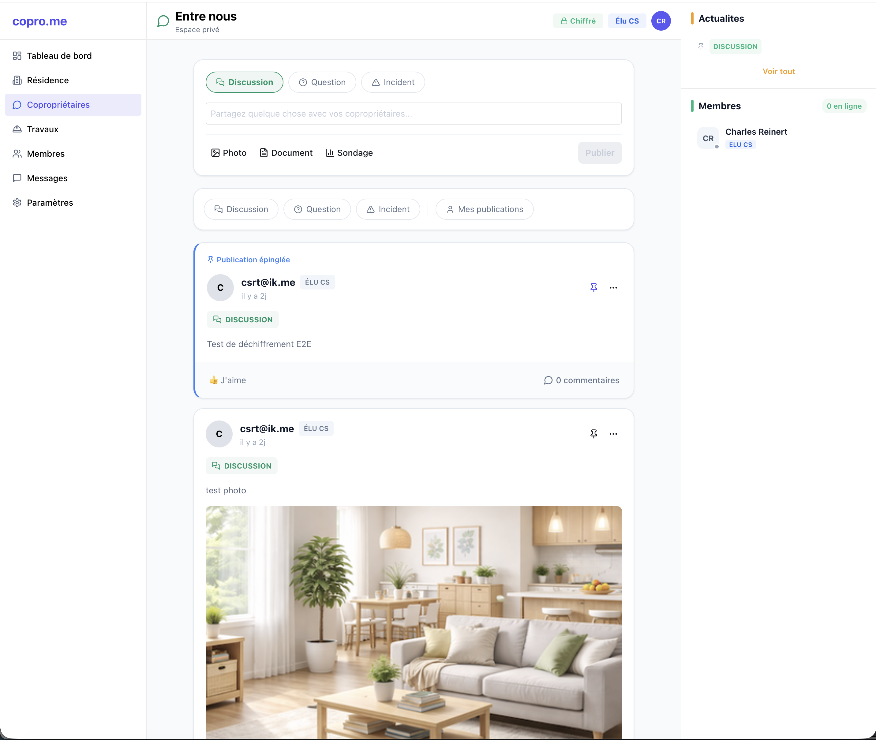 Capture d'écran Entre Copropriétaires